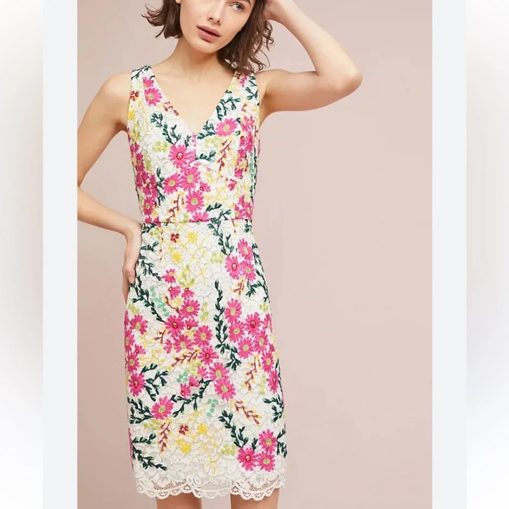 Anthropologie - Moulinette Soeurs - Taylor Floral-Print Lace Dress - Size 10 - Picture 1 of 11